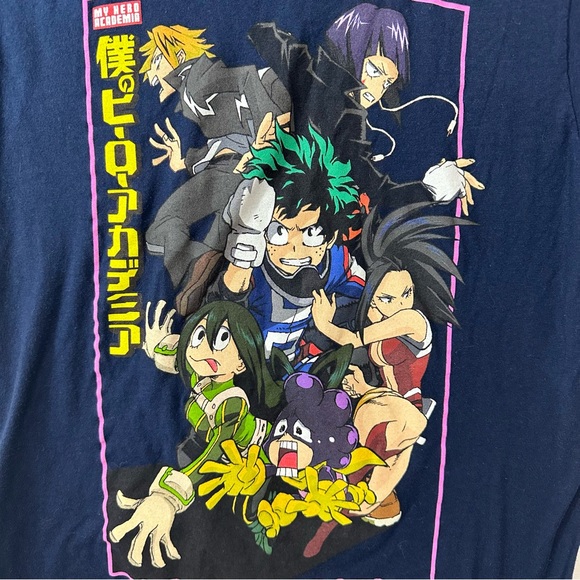 Funimation Men My Hero Academia Characters Small Navy Short Sleeve T-Shirt - Picture 2 of 4